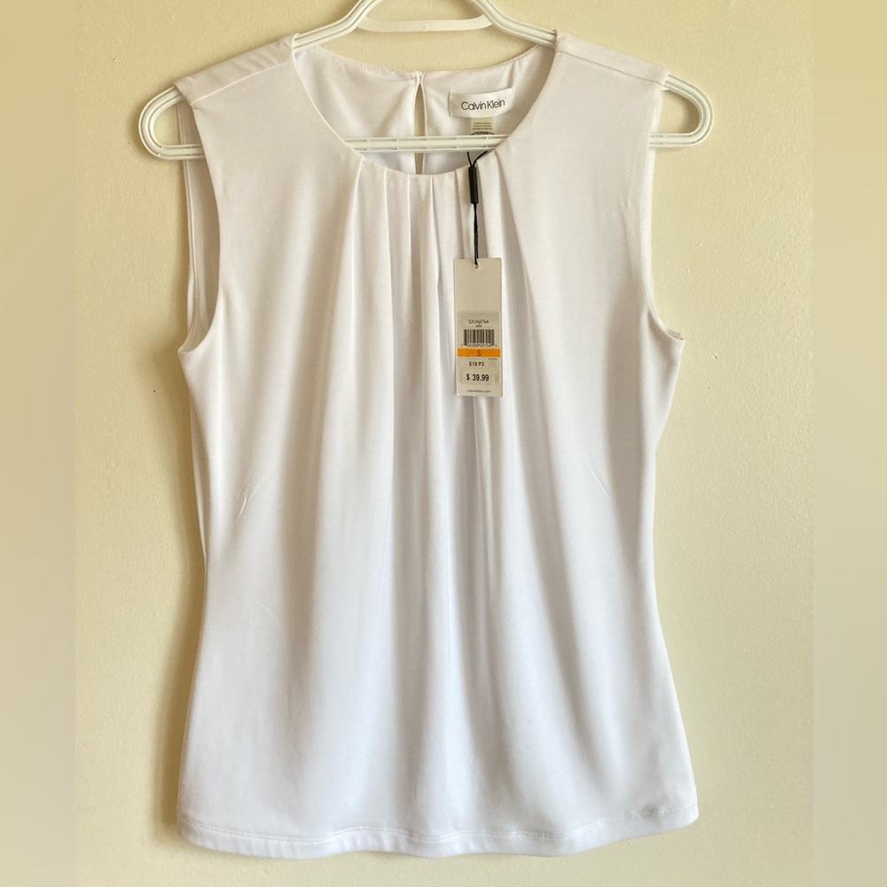 Calvin Klein White Sleeveless Top Women’s Small *NWT*